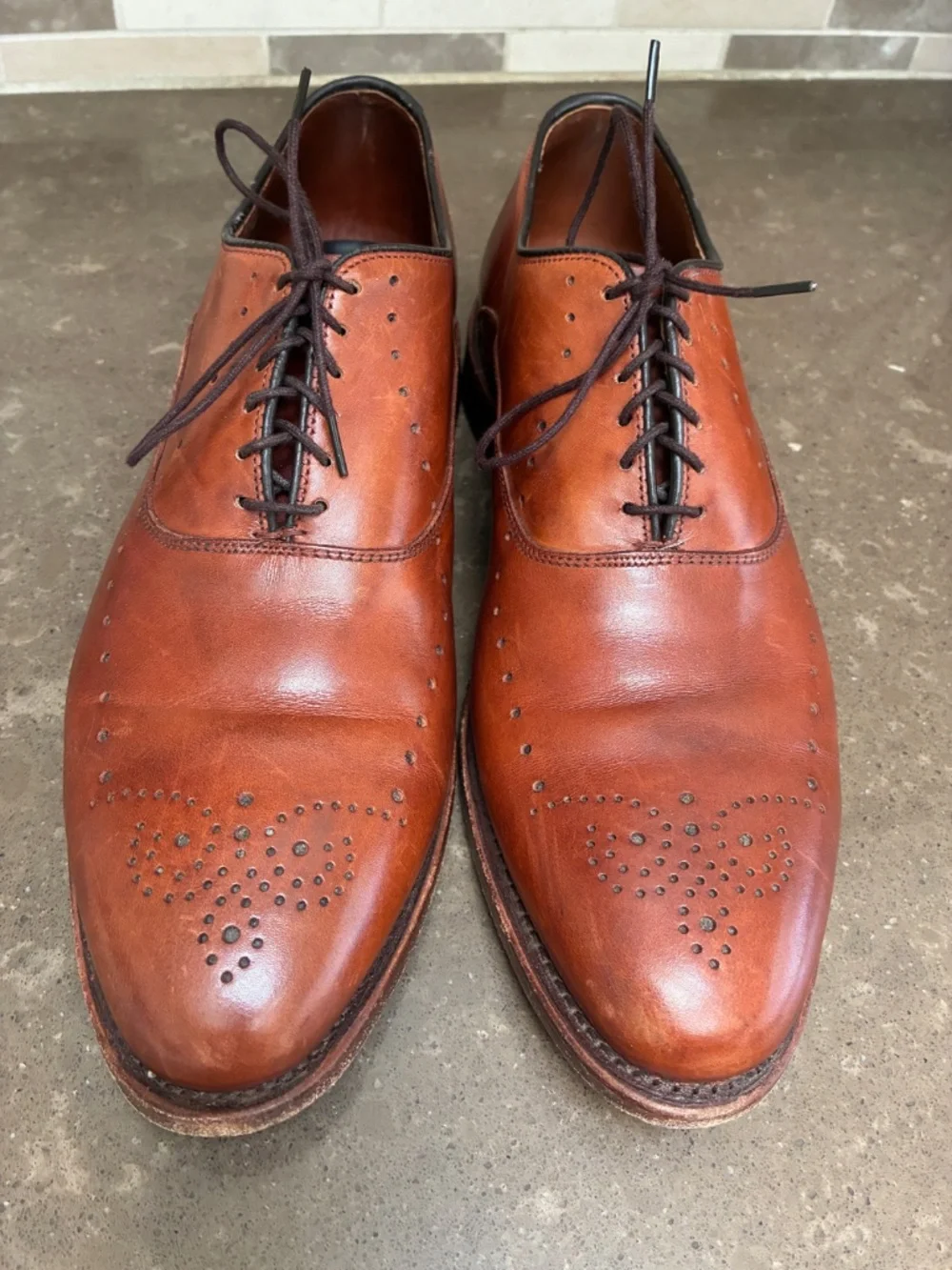 Allen Edmonds USA Weybridge Brown Classic Elegant Dress Oxford Shoes 10.5 D